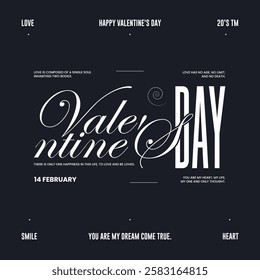 Happy Valentine's Day, Concept, Party Invitation Card, Valentine Decorations, Modern Typography, Social Media Post, Modern Calligraphy, Greeting Card, Wish Card, T-shirt Design, Print Ready