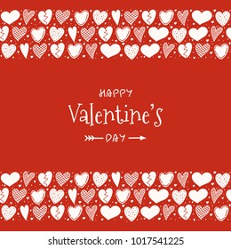 Happy Valentine's Day - concept of poster with heart doodles. Vector.