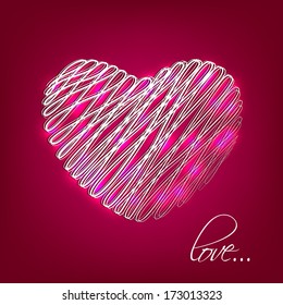 Happy Valentines Day concept with shiny pink heart on pink background, can be use as flyer, banner or poster. 
