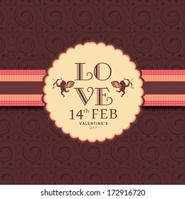 Happy Valentines Day concept with stylish text, can be use as sticker, tag or badge on purple background. 