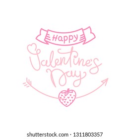 Happy Valentines Day concept. Vector banner with linear elements