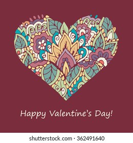 Happy Valentines Day congratulations card. Vector illustration