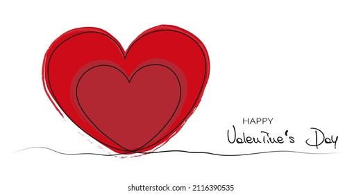 Alles Gute zum Valentinstag! Kontinuierliche Zeichnung einer Linie von Herzen. Zeitgenössische Vektorgrafik auf weißem Hintergrund.