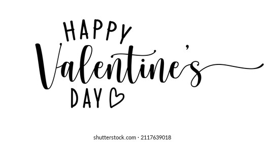 Happy Valentine's Day Continuous One Line Calligraphy with white Background