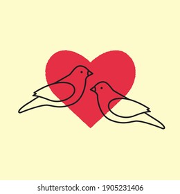 Happy valentines day with a couple birds. Happy valentines day greeting post. 