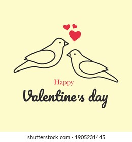 Happy valentines day with a couple birds. Happy valentines day greeting post. 
