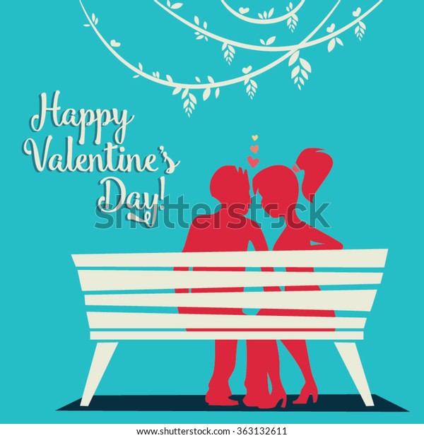 Happy Valentines Day Couple Kiss Vector Stock Vector Royalty Free