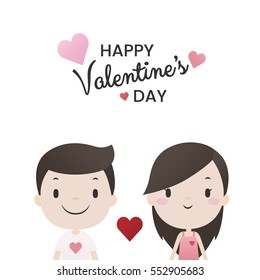 Happy Valentines Day. Couple lover with heart. Vector illustration.