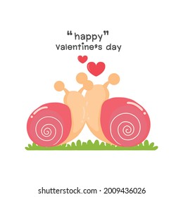 Happy Valentine's Day. Couple of snails in love.