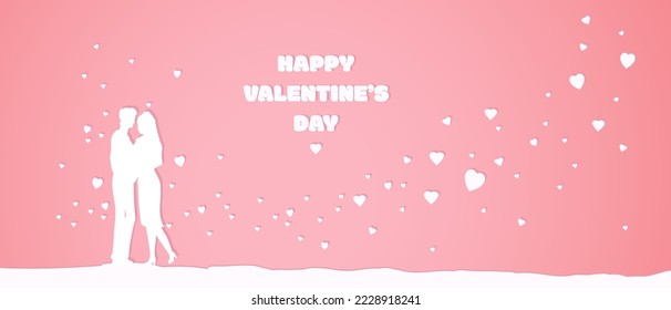Happy Valentine's Day couples in love, romantic date concept. Relationship, Love, Valentine's day. Vector illustration for banner, poster, card, header. 