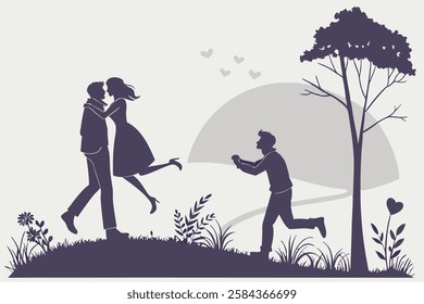 Happy Valentine's Day of Couples in Romantic Moment