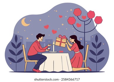 Happy Valentine's Day of Couples in Romantic Moment