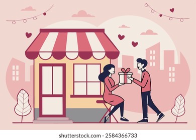 Happy Valentine's Day of Couples in Romantic Moment