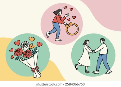 Happy Valentine's Day of Couples in Romantic Moment