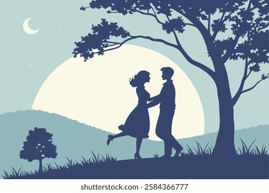Happy Valentine's Day of Couples in Romantic Moment