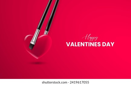 Happy Valentine's Day. Creative Valentine's Day ads. Creative Design for banner, poster, and 3D Illustration