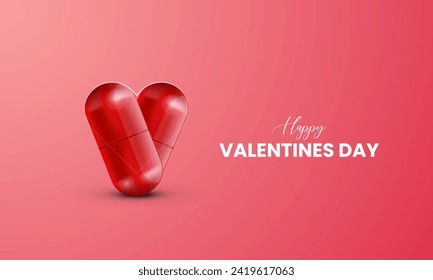 Feliz Día de San Valentín. Anuncios creativos del Día de San Valentín. Diseño creativo para banner, afiche e Ilustración 3D