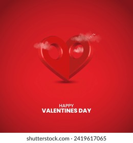 Happy Valentine's Day. Creative Valentine's Day ads. Creative Design for banner, poster, and 3D Illustration