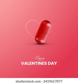 Feliz Día de San Valentín. Anuncios creativos del Día de San Valentín. Diseño creativo para banner, afiche e Ilustración 3D