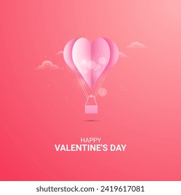 Happy Valentine's Day. Creative Valentine's Day ads. Creative Design for banner, poster, and 3D Illustration