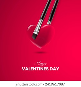 Happy Valentine's Day. Creative Valentine's Day ads. Creative Design for banner, poster, and 3D Illustration