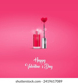 Happy Valentine's Day. Creative Valentine's Day ads. Creative Design for banner, poster, and 3D Illustration