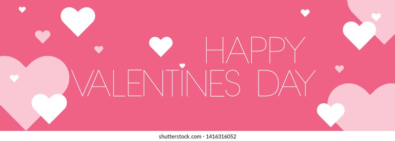 Happy Valentine`s Day - creative drawn lettering on pink background. Flat vector illustration for invitations, greetings, cards, posters, flyers, seasonal design and decoration, banners, prints, web.
