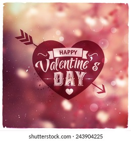 Happy Valentines Day. Creative graphic message for You design.Vector blurred background