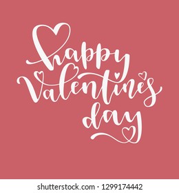 Happy Valentine's Day creative hand lettering postcard. Bounce calligraphy greating card. Love banner. Vector illustration