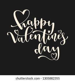Happy Valentine's Day creative hand lettering postcard. Bounce calligraphy greating card. Love banner. Vector illustration