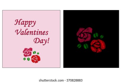 Happy Valentine's day creative hand sketched greeting abstraction vector love card with roses flowers