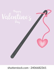 Happy Valentine's Day Crochet Hook Needle and Heart