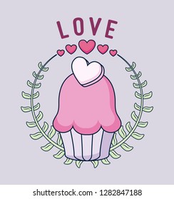 happy valentines day with cupcake