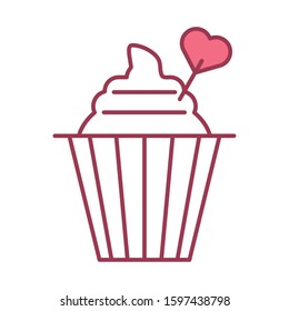 happy valentines day cupcake with heart vector illustration design