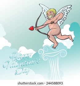 Happy Valentines Day. Cupid aiming at someone