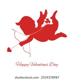 Happy Valentine's day with cupid and arrow bow with air love heart and clouds, happy love day