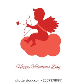 Happy Valentine's day with cupid and arrow bow with air love heart and clouds, happy love day