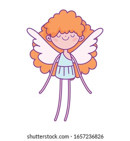 happy valentines day, cupid with wings love romantic cartoon vector illustration