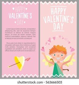 Happy valentine's day. Cupids. Congratulation. Template for postcards.