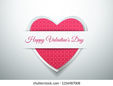 Happy Valentine's Day with Cut Paper Hearts, Vector Illustration