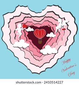 Happy Valentine's Day cut paper effect illustration.You can use all work