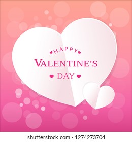 Happy Valentines Day Cute Background, Postcard, vector illustration 