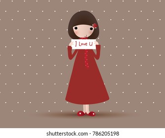 Happy Valentine's Day Cute Cartoon , I love You ,Vector for art work magazines