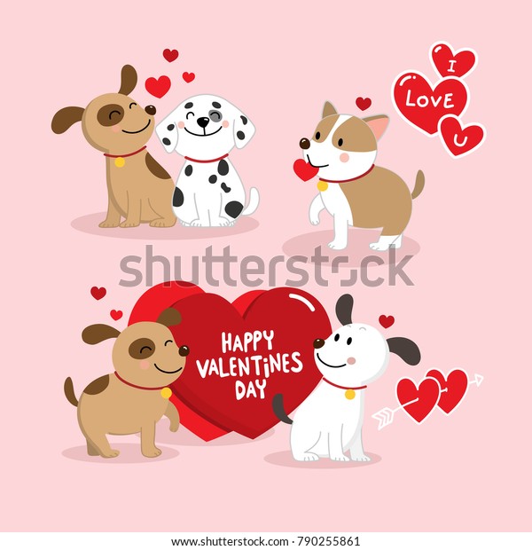 Happy Valentines Day Cute Dog Vector Stock Vector (Royalty Free) 790255861