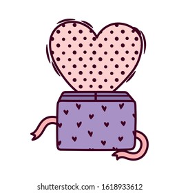 happy valentines day, cute gift box hearts love romantic vector illustration