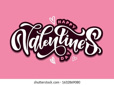 Happy Valentine's Day - cute hand drawn doodle inspiration lettering postcard. Love background with heart.