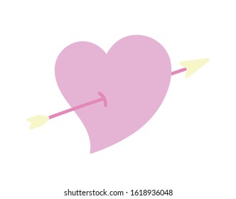 happy valentines day, cute heart pierced arrow romantic vector illustration
