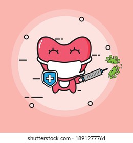 Happy valentine's day. Cute heart vector design against viruses