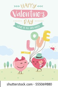 Happy Valentines Day. Cute Heart Vector (5)