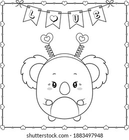 happy valentines day cute koala drawing sketch for coloring